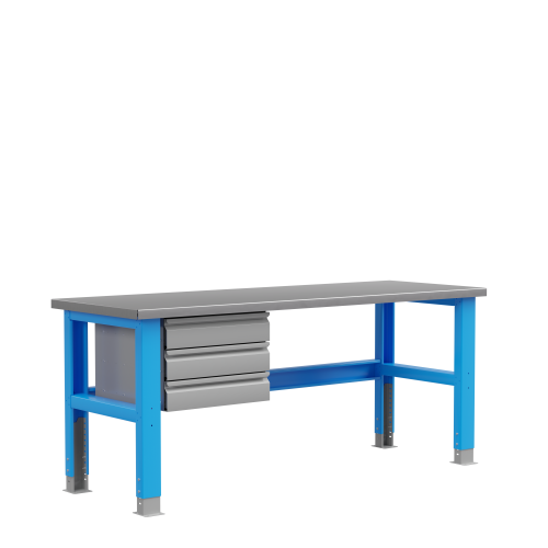 PLC 20.3 Стол металлический промышленный 2000x700 мм с тумбой на 3 ящика