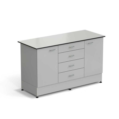 77.0151.10.08-01 Стол-тумба ЭКРОС 1500х600х900 мм 1 дверь + 1 дверь + 4 ящика, раб. поверхность - LABGRADE